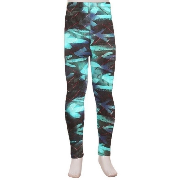 LEGGINGS DEPOT KIDS Multi Print Teal Full Length Leggings Size L/XL NWT - Picture 2 of 3